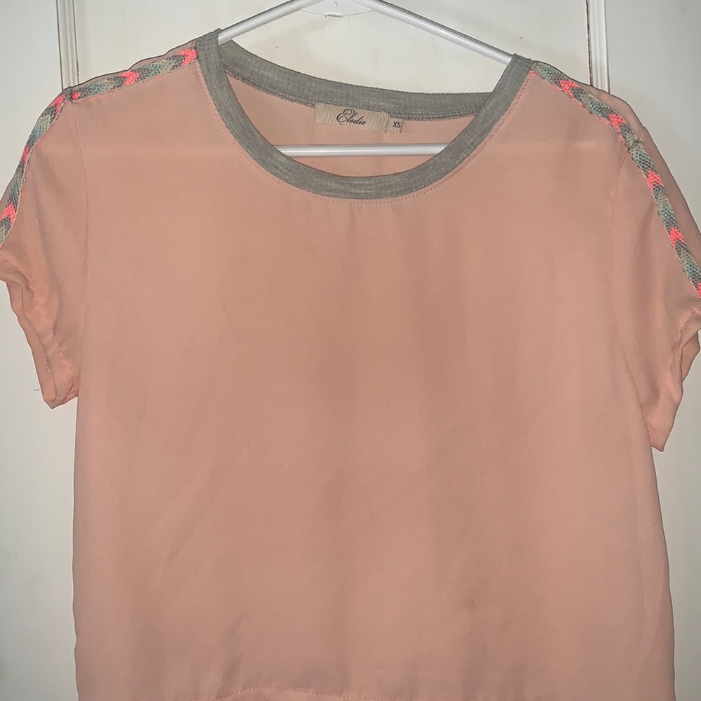 Pink/Peach, semi sheer crop